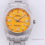 Swiss Quality Iced Out Rolex Oyster Perpetual 41 Wrist Yellow Dial Full Diamond Case_th.jpg